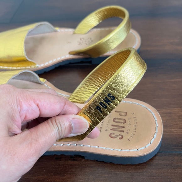 Pons Avarcas Classic Style Metallic Gold Slingback Sandals Women's size 8 - Picture 9 of 12